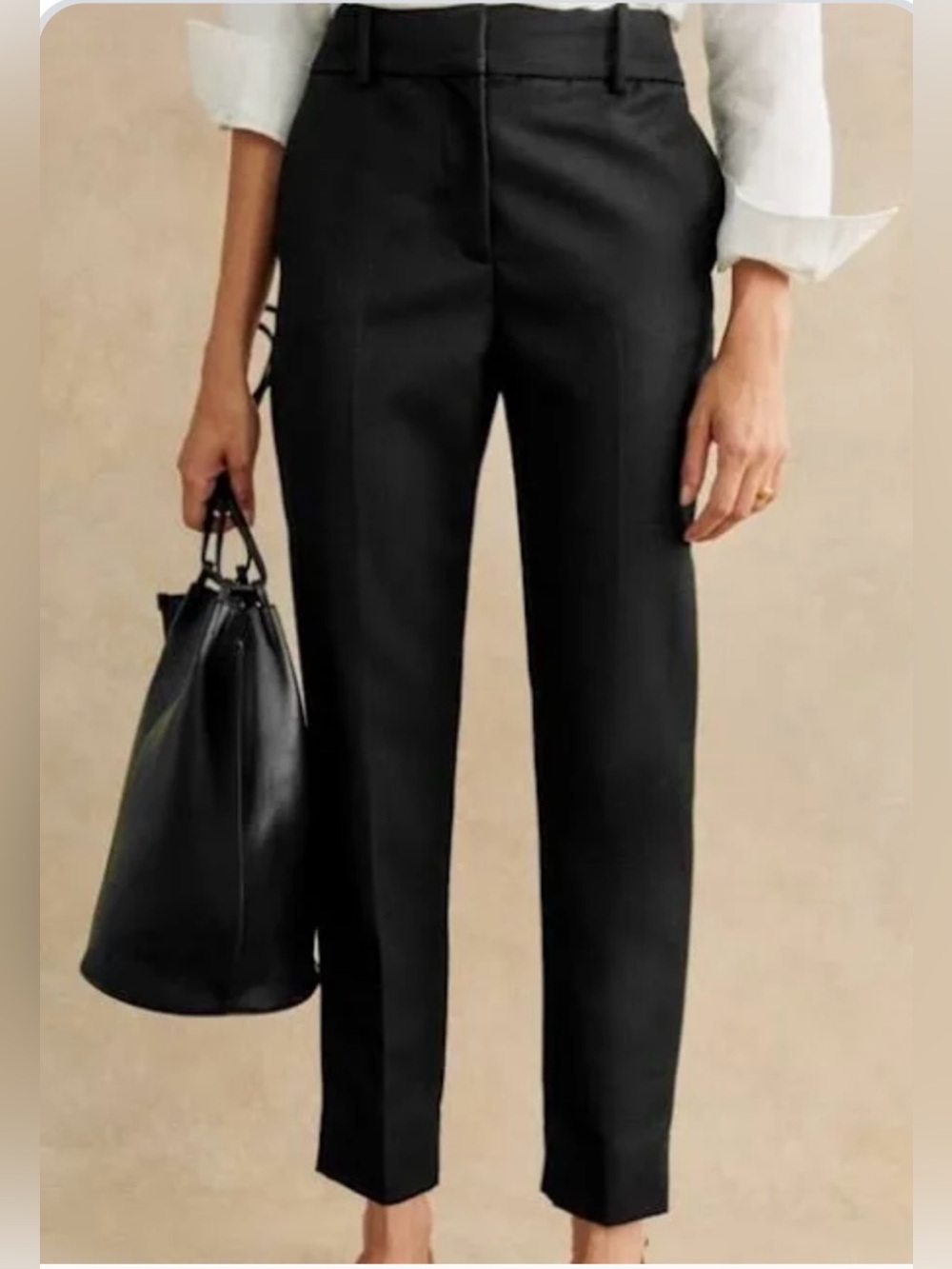 Sezane Black Tailored Ankle Trouser Pants Size 42 Large Classic